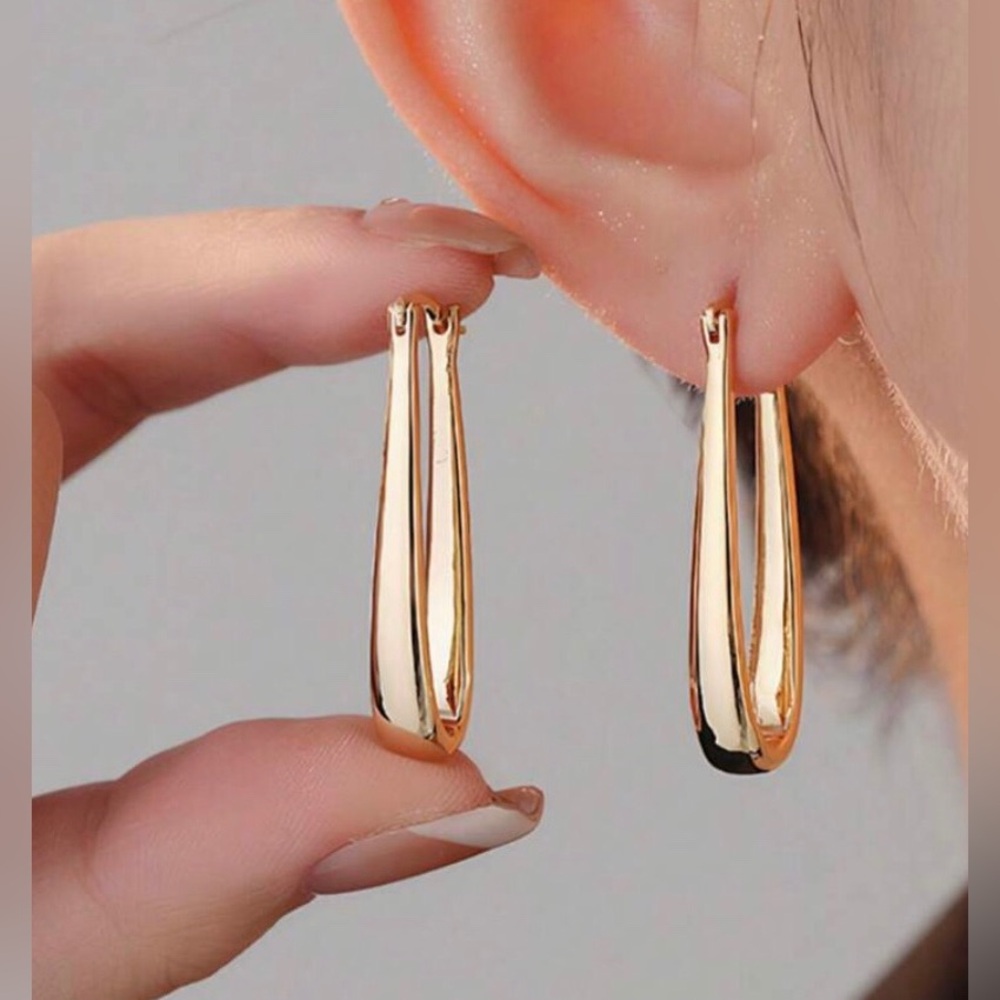 New Loft Gold Plated Melt Drop Hoop Earrings - Picture 4 of 8